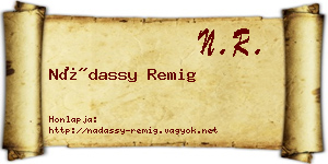 Nádassy Remig névjegykártya